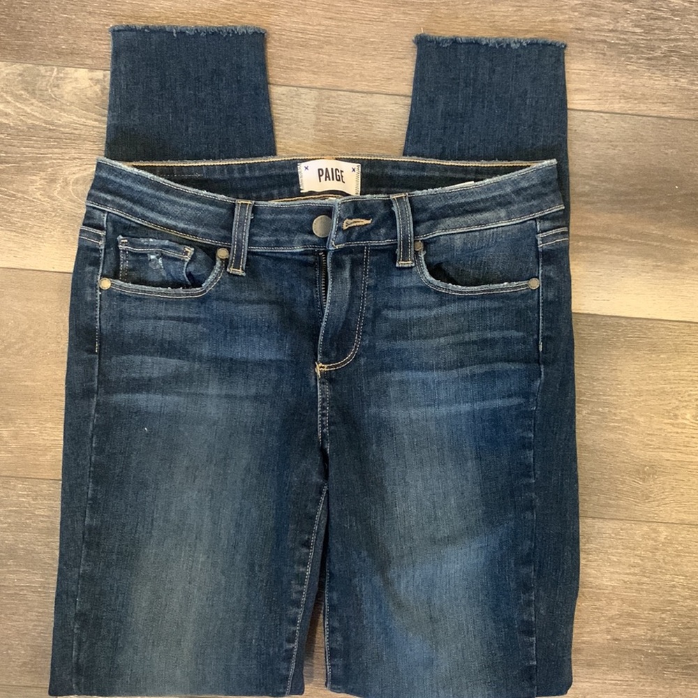 Paige Verdugo Ultra Skinny jeans size 27 distressed knee raw hem ends